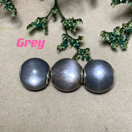 Charming Ampearlbeads Mini Round Natural Gray Moonstone Bead with Silver Core for European Trollbeads Pandora Bracelets or Bangles