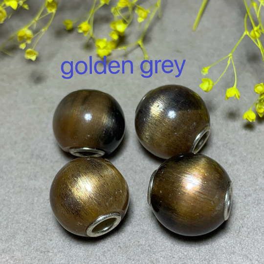Charming Ampearlbeads Mini Round Natural Gray Moonstone Bead with Silver Core for European Trollbeads Pandora Bracelets or Bangles