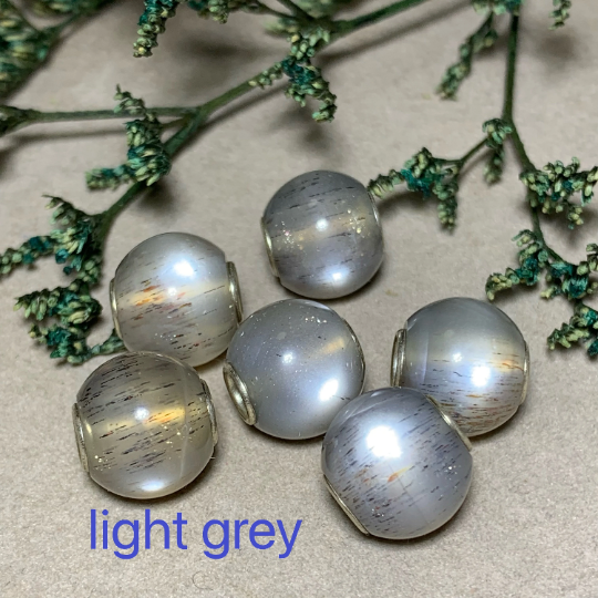 Charming Ampearlbeads Mini Round Natural Gray Moonstone Bead with Silver Core for European Trollbeads Pandora Bracelets or Bangles