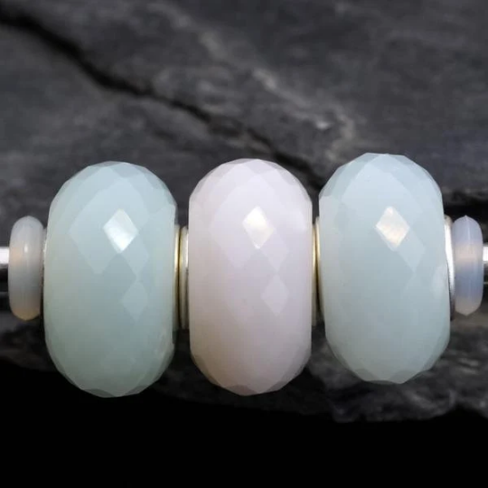 Natural Pink/Green Opal Bead Natural Gemstone Met Zilveren Kern Beads Big Hole fits European Bracelets Inactive