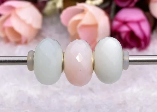Natural Pink/Green Opal Bead Natural Gemstone Met Zilveren Kern Beads Big Hole fits European Bracelets Inactive