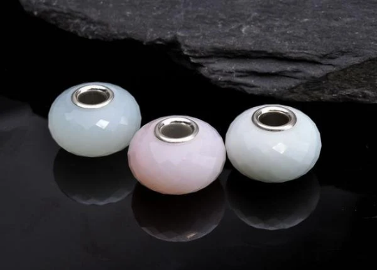 Natural Pink/Green Opal Bead Natural Gemstone Met Zilveren Kern Beads Big Hole fits European Bracelets Inactive