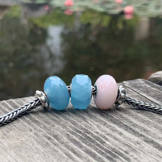 Natural Pink/Green Opal Bead Natural Gemstone Met Zilveren Kern Beads Big Hole fits European Bracelets Inactive