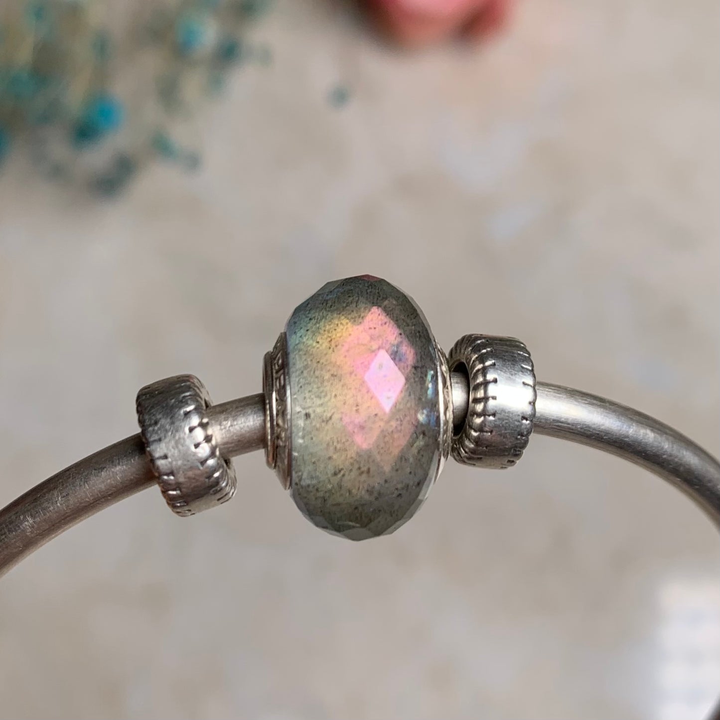 Labradorite Beads Medium Size ~15mm Transparent Quartz Flashy Jewelry Gemstone Beads for Pandora Bangle and Trollbeads Bracelet