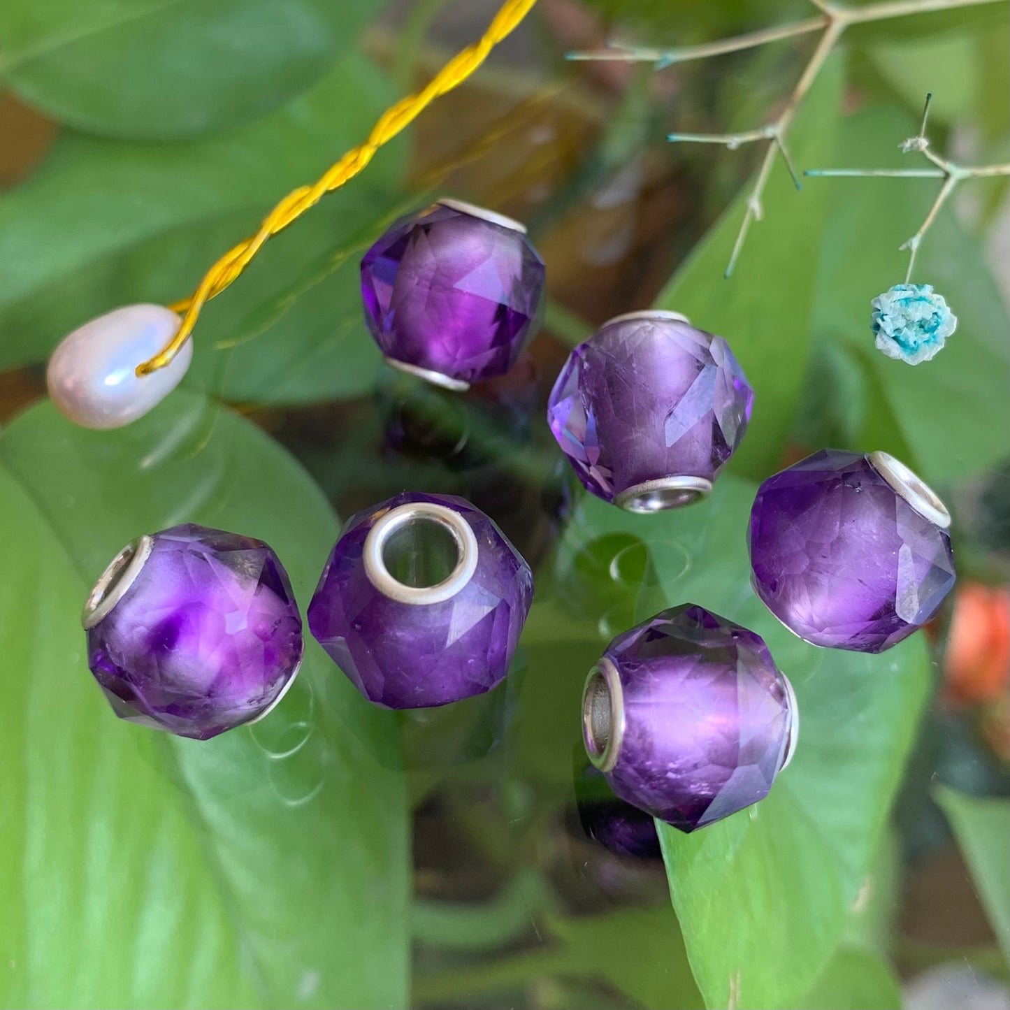 Polyhedral Faceted Amethyst Beads Natural Gemstone Round Beads Ampearlbeads