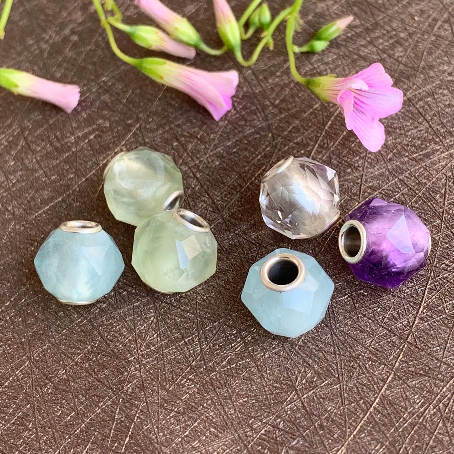 Polyhedral Faceted Amethyst White Crystal Quartz Beads Aquamarine Grape Stone Natural Gemstone