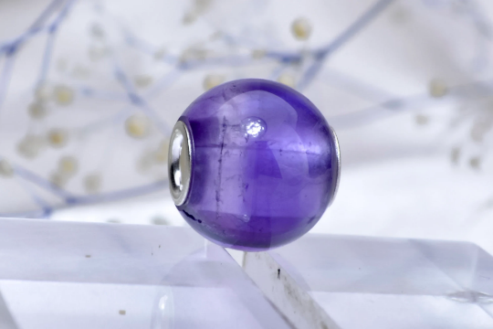 Purple Amethyst Mini Round Bead Maternity Jewelry with Small Core Big Core Charm
