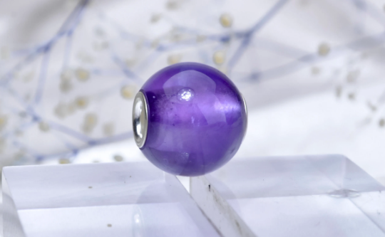 Purple Amethyst Mini Round Bead Maternity Jewelry with Small Core Big Core Charm