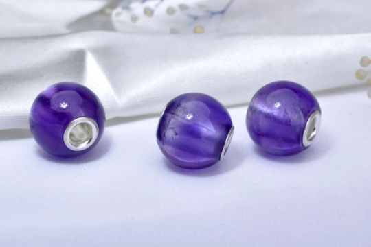 Purple Amethyst Mini Round Bead Maternity Jewelry with Small Core Big Core Charm