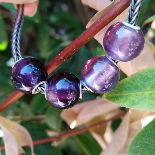 Purple Amethyst Mini Round Bead Maternity Jewelry with Small Core Big Core Charm