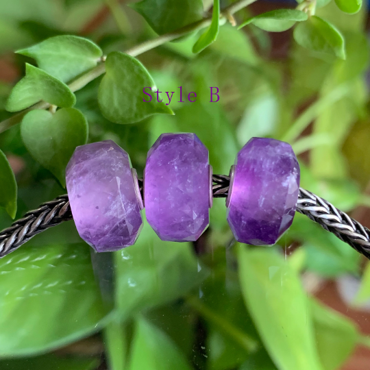 Purple Amethyst Quartz Faceted Bead Bracelet for European Bracelets and Bangle