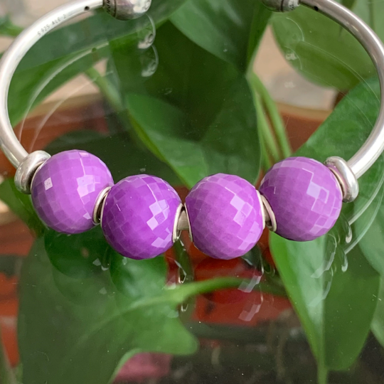 Elegant Natural Mini Faceted Round Beads Purple Mica Purple Gemstone Beads with Small Core for Trollbeads Bracelets or Some Pandora Bangles