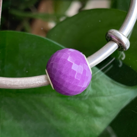 Elegant Natural Mini Faceted Round Beads Purple Mica Purple Gemstone Beads with Small Core for Trollbeads Bracelets or Some Pandora Bangles