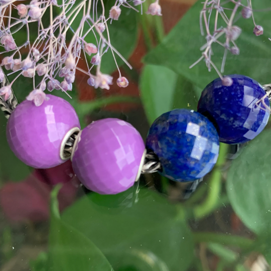 Elegant Natural Mini Faceted Round Beads Purple Mica Purple Gemstone Beads with Small Core for Trollbeads Bracelets or Some Pandora Bangles