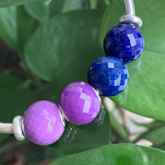 Elegant Natural Mini Faceted Round Beads Purple Mica Purple Gemstone Beads with Small Core for Trollbeads Bracelets or Some Pandora Bangles