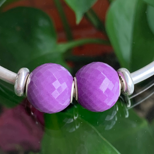 Elegant Natural Mini Faceted Round Beads Purple Mica Purple Gemstone Beads with Small Core for Trollbeads Bracelets or Some Pandora Bangles