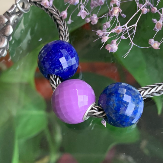 Elegant Natural Mini Faceted Round Beads Purple Mica Purple Gemstone Beads with Small Core for Trollbeads Bracelets or Some Pandora Bangles