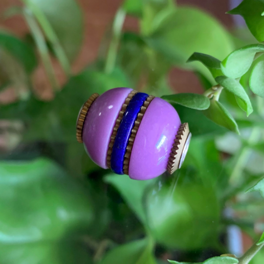 Purple Mica Steampunk Bead Natural Gemstone Mechanical bead fits European Pandora and Trolllbeads Bracelets