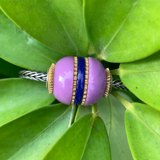 Purple Mica Steampunk Bead Natural Gemstone Mechanical bead fits European Pandora and Trolllbeads Bracelets