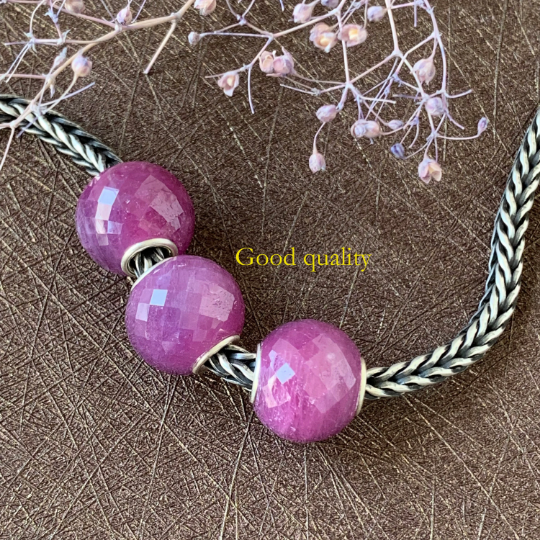 Elegant Faceted Mini Round Ruby Beads Corundum Beads Natural Gemstone Hand Made Beads Artisan Beads Fit for European Bracelets and Bangles