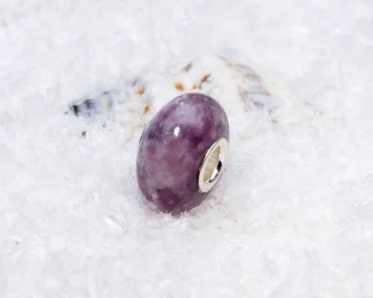 Natural Purple Phosphosiderite Tumbled Stone Bead with Big Core Fits European Bracelets
