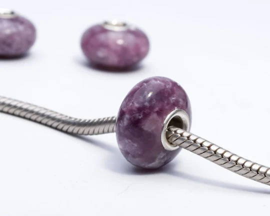 Natural Purple Phosphosiderite Tumbled Stone Bead with Big Core Fits European Bracelets