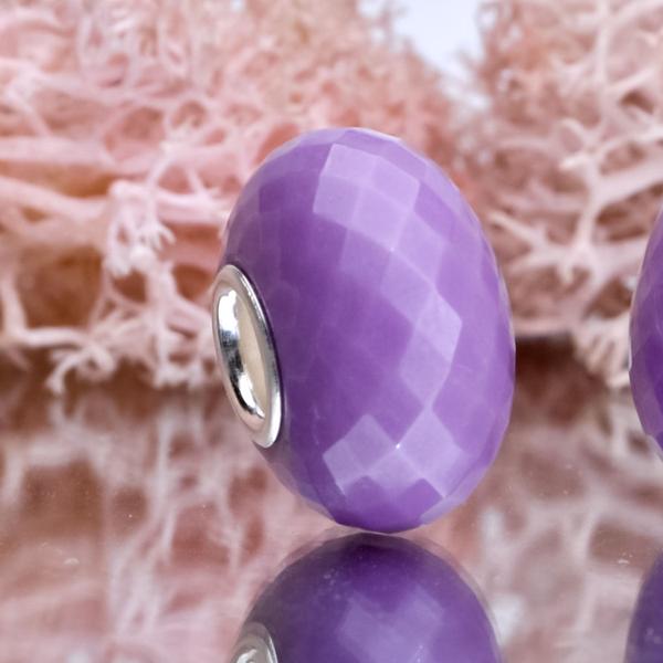 Natural Purple Mica Bead Faceted Gemstone with Big Hole fits European Charms Bracelets