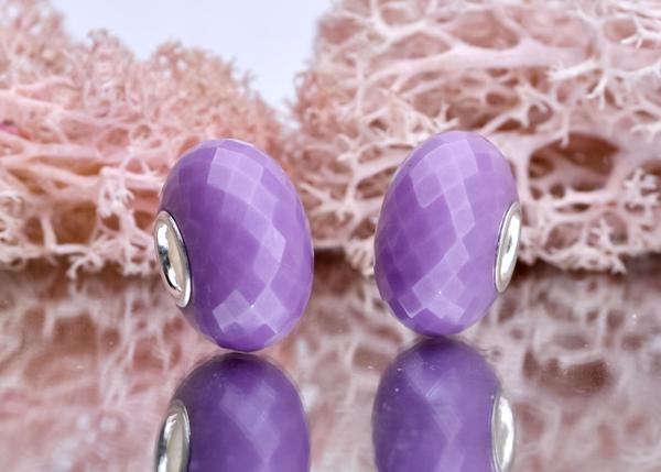 Natural Purple Mica Bead Faceted Gemstone with Big Hole fits European Charms Bracelets