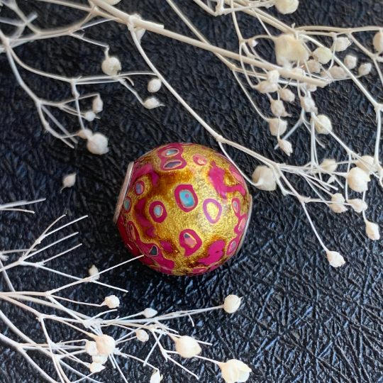 Gorgeous Red Natural Resin Painted Handmade Wooden Beads Wood Beads with Silver Core for Trollbeads Bracelets or Some Pandora Bangles