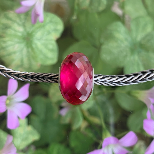 Faceted Artisan Red Ruby Bead with Silver Core fits European Charms Bracelets