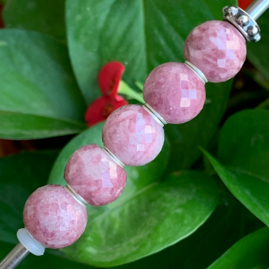 Faceted Pink Ruby Rock Tourmaline Round Beads Gemstone Beads Artisan Beads Compatible For European Bracelet Bangles