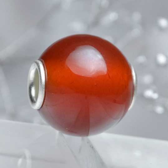 Round Black Onyx Red Onyx Mini Round Bead with Small Sterling Silver Core Compatible Charms Bracelet