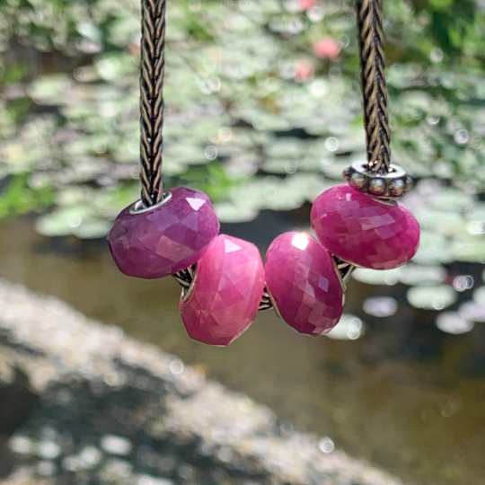 Faceted Gorgeous Ruby Bead Genuine Jewellery with Big Silver Core Suitable for European Bracelets
