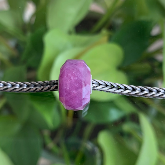 Faceted Gorgeous Ruby Bead Genuine Jewellery with Big Silver Core Suitable for European Bracelets