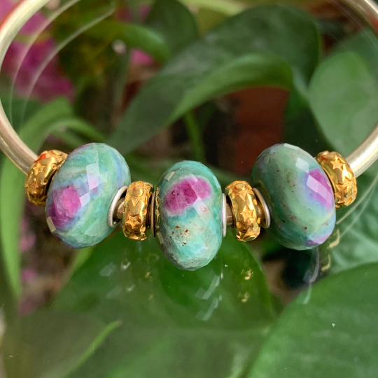 Awesome Faceted Ruby Zoisite Beads For European Charm Bracelets Trollbeads Bracelets and Some Pandora Bangles