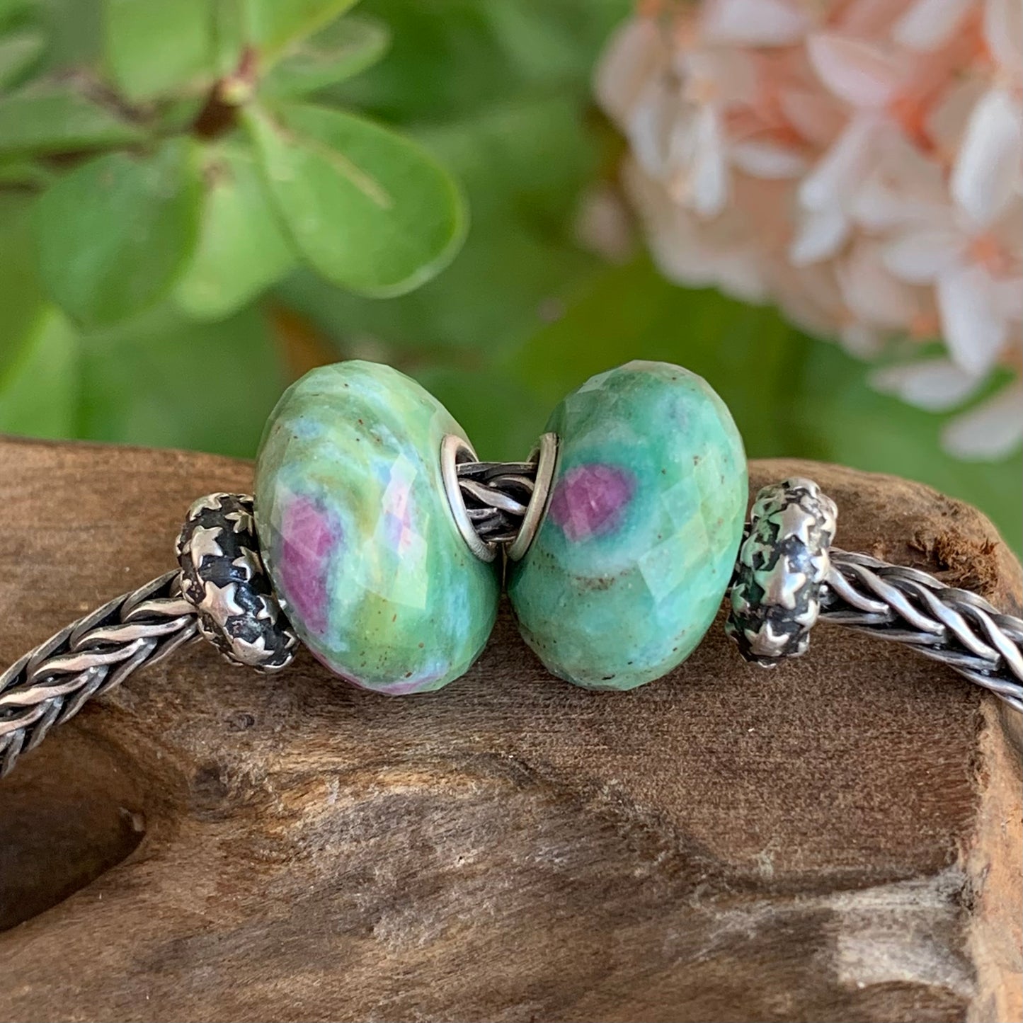 Awesome Faceted Ruby Zoisite Beads For European Charm Bracelets Trollbeads Bracelets and Some Pandora Bangles