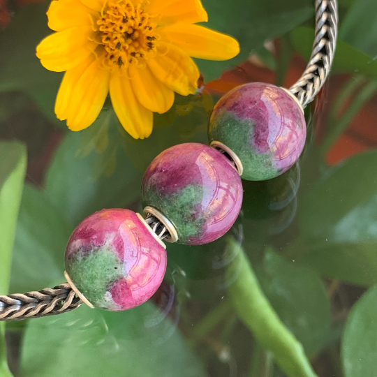 Stunning Ruby Zoisite Round Beads Fit European Trollbeads Bracelets and Some of the Pandora Bangles