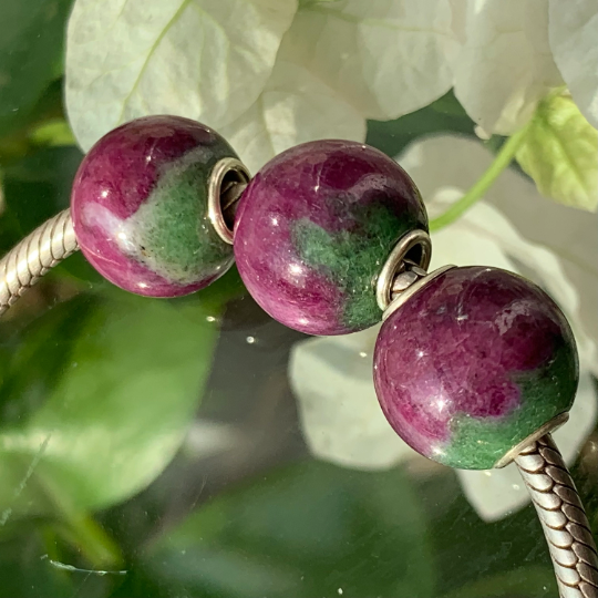 Stunning Ruby Zoisite Round Beads Fit European Trollbeads Bracelets and Some of the Pandora Bangles