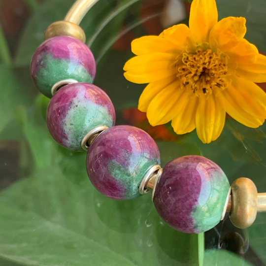 Stunning Ruby Zoisite Round Beads Fit European Trollbeads Bracelets and Some of the Pandora Bangles