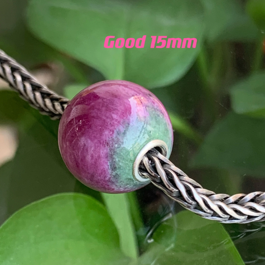 Stunning Ruby Zoisite Round Beads Fit European Trollbeads Bracelets and Some of the Pandora Bangles
