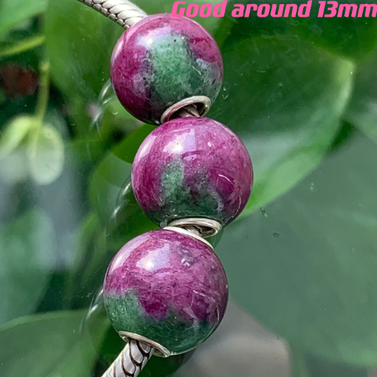 Stunning Ruby Zoisite Round Beads Fit European Trollbeads Bracelets and Some of the Pandora Bangles