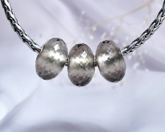 Smoky Quartz European Bead Silver Core Stone bead Fits P& T European Charm Bracelets