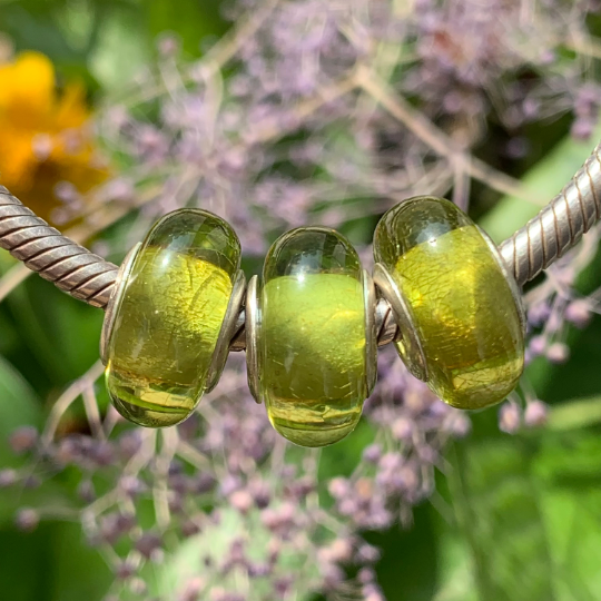 Smooth Green Amber Beads Marvellous Ampearlbeads Fit Big Core European Charm Bracelets or Bangles