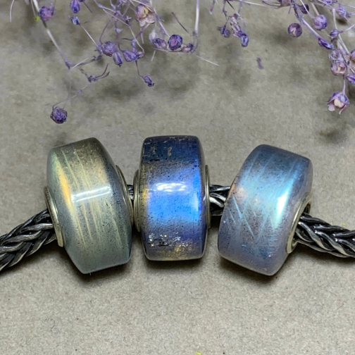 Smooth Labradorite Beads Polished Natural Gemstone Beads With Sterling Silver Core fit European Bracelet Or Bangles