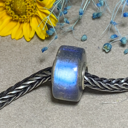 Smooth Labradorite Beads Polished Natural Gemstone Beads With Sterling Silver Core fit European Bracelet Or Bangles