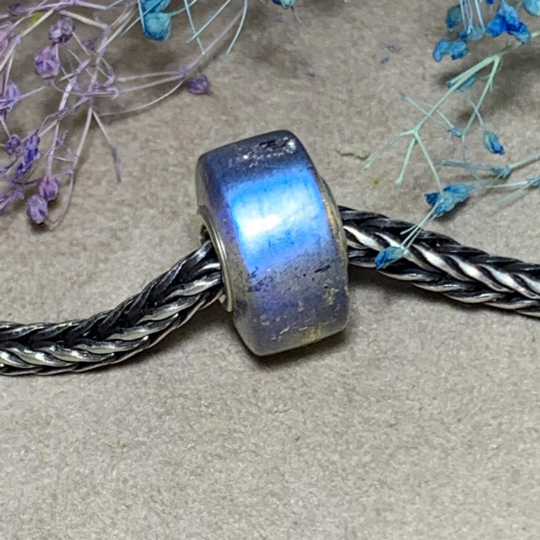 Smooth Labradorite Beads Polished Natural Gemstone Beads With Sterling Silver Core fit European Bracelet Or Bangles