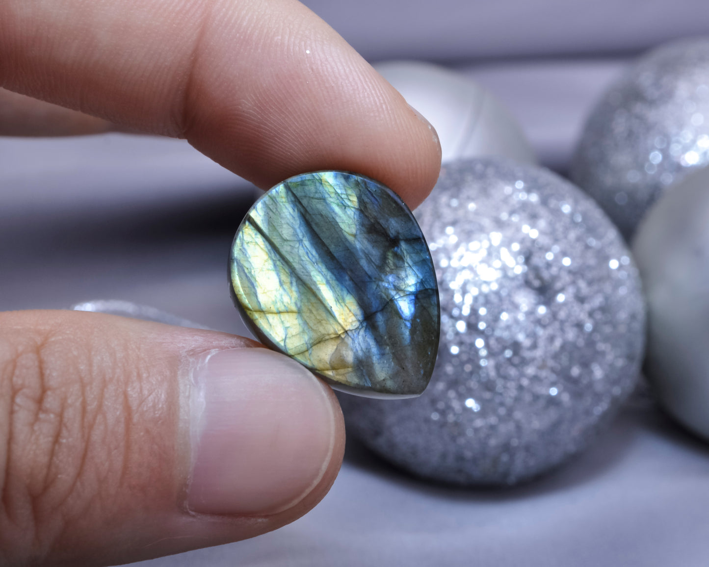 Pear Cabochon Smooth Labradorite Gemstone