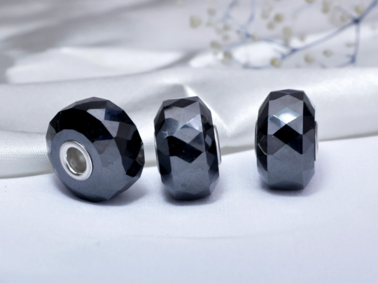 Steel Hematite Beads Gorgeous Unique Gemstone with Flashy Stone Core Small Hole Faceted Charm Bracelet for Women