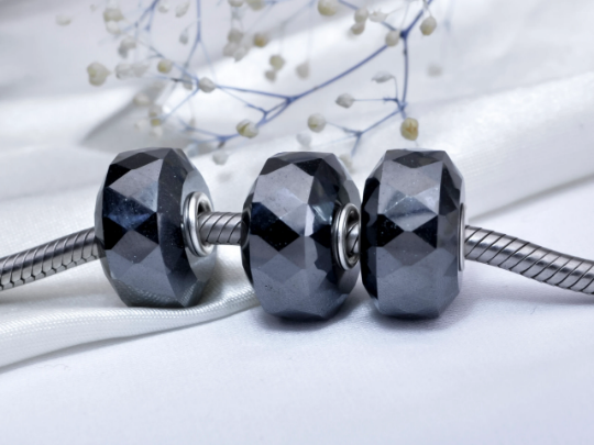 Steel Hematite Beads Gorgeous Unique Gemstone with Flashy Stone Core Small Hole Faceted Charm Bracelet for Women
