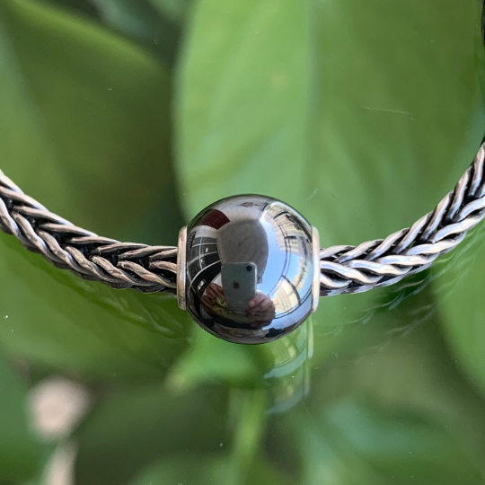 Ampearlbeads Steel Hematite Round Beads Gorgeous Unique Gemstone for Charm Bracelets Bangles Trollbeads